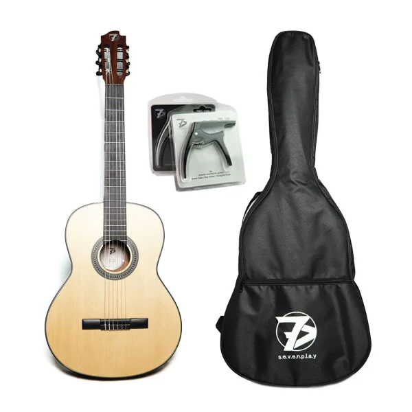 Kit Violao Classico Nylon + Capa + Capo Sevenplay SP2